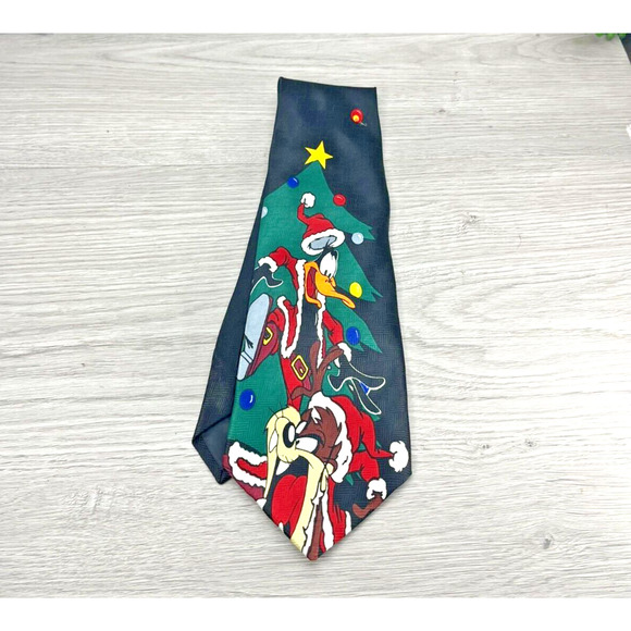 Looney Toons Christmas Tie with Tasmanian Devil Taz & Daffy Duck - Picture 1 of 9